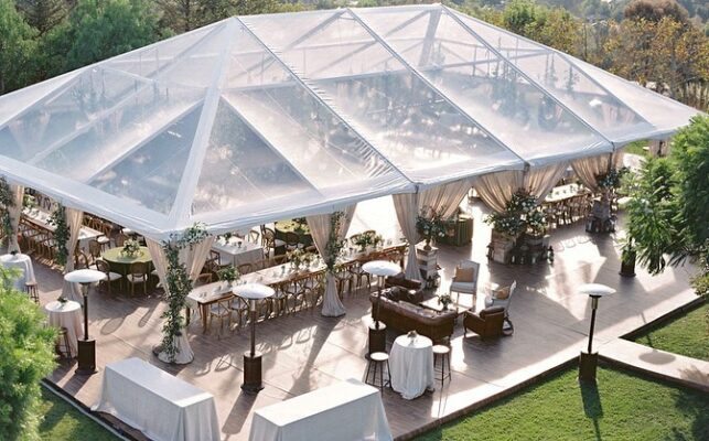 hip end style clear span tent