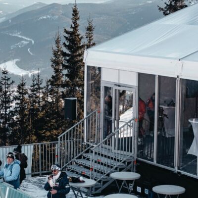 Elevation tent rentals -outdoor tent double hard door - glass and steel door