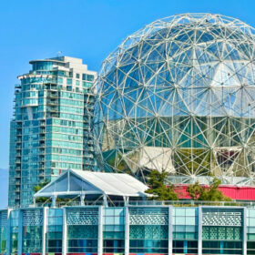 Frame tent, Corporate event in Vancouver - Science World - set this tent up every year : corporate functions, weddings, and more | guests 201~300 | 50 x 45 x/ clear gables and walls. | Elevation Tent Rentals